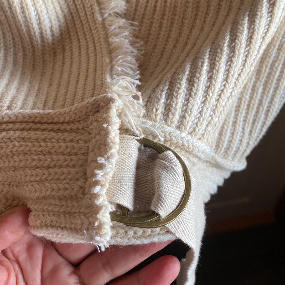 Free People NWT Boho Fringe OVERSIZED HEAVYWEIGHT Trim Pockets Sweater - Picture 9 of 17